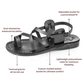 The Good Shepherd Buckle - Leather Toe Loop Sandal | Black