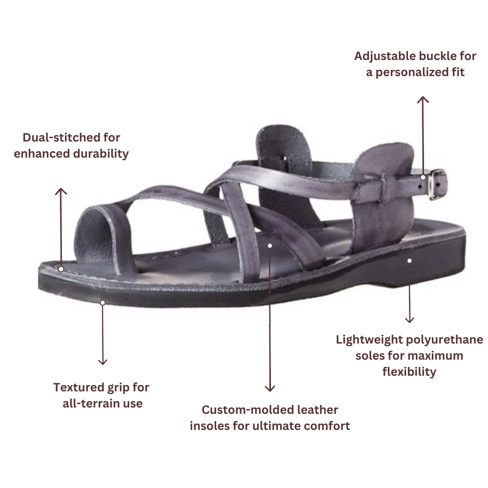 The Good Shepherd Buckle - Leather Toe Loop Sandal | Grey