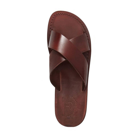Elan - Leather Cross Strap Sandal | Brown