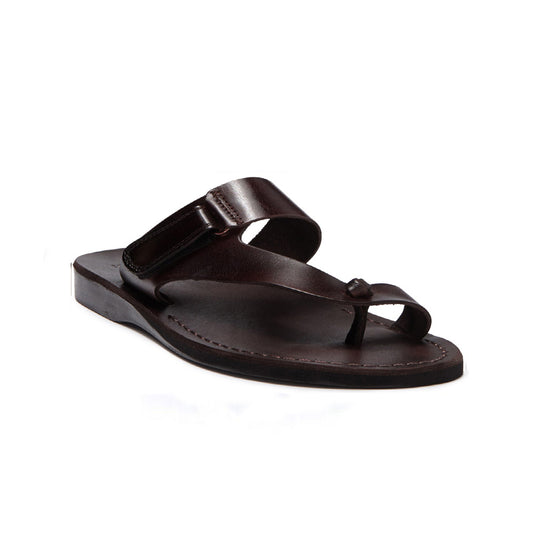 Rafael | Brown Leather Velcro Strap Sandal – Jerusalem Sandals