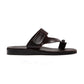 Rafael brown, handmade leather slide sandals with side velcro and toe loop - Side View