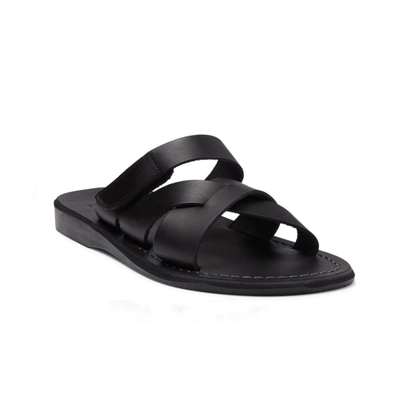 Philip - Leather Woven Strap Sandal | Black - Black / 40