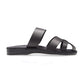 Adino black, handmade leather sandal slide with enclosed toes - side view