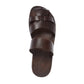 Adino brown, handmade leather sandals slide on with enclosed toes - top view