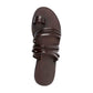 Layla brown, handmade leather slide sandals with toe loop - UP View