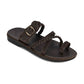 Sophia - Leather Braided Flat Sandal | Brown Nubuck - front view