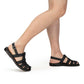 Model wearing Michael Blackk Nubuck closed toe leather sandal - side view