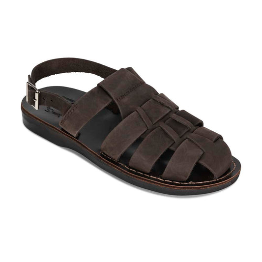 Michael Brown Nubuck closed toe leather sandal - front view