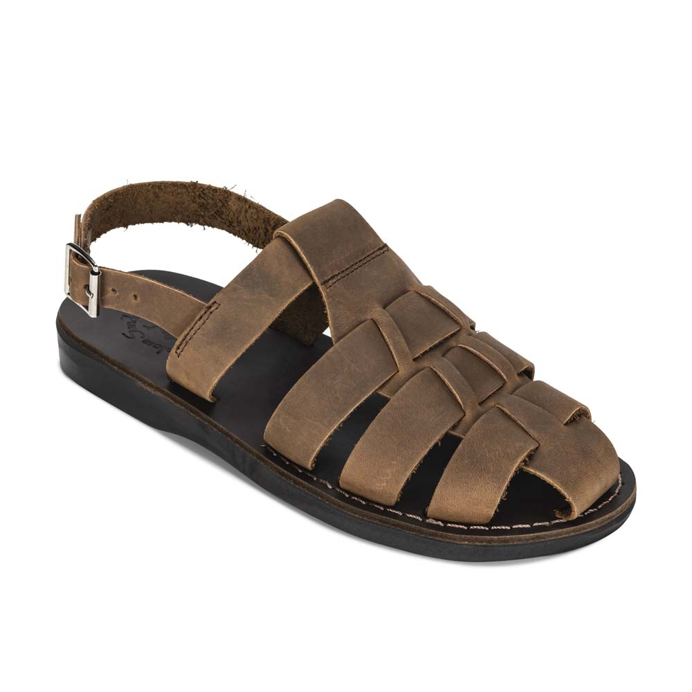Michael Oiled Brown closed toe leather sandal - front view