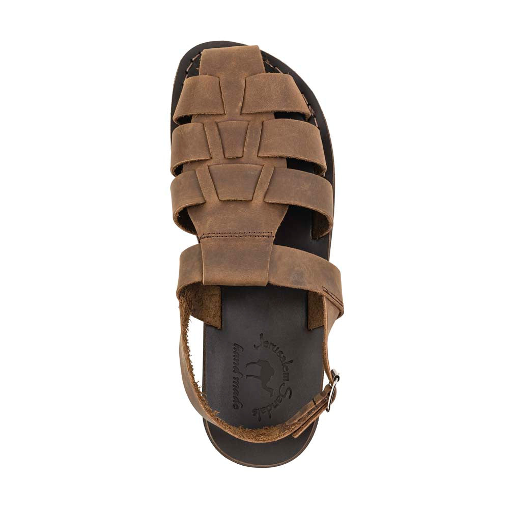 Michael Oiled Brown closed toe leather sandal - top view
