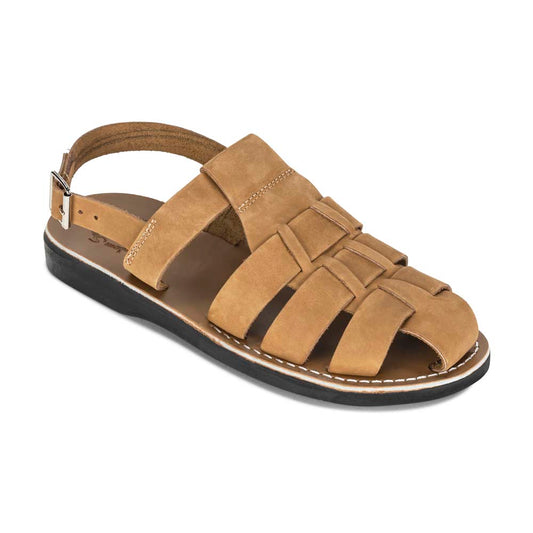 Michael Tan Nubuck closed toe leather sandal - front view