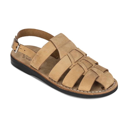 Michael Yellow Nubuck closed toe leather sandal - front view