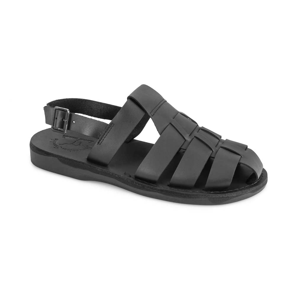 Michael Black, handmade leather sandals fisherman sandal silhouette. Front View