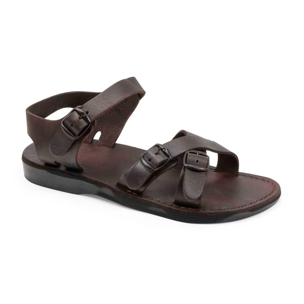 James Brown, handmade leather slide sandals with toe loop - Front View
