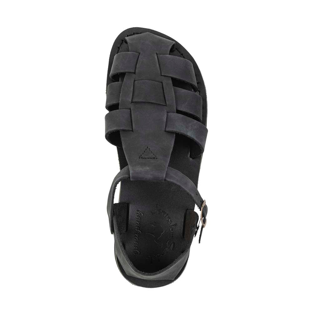 Daniel - Leather Fisherman Sport Sandal | Black Nubuck – Jerusalem Sandals