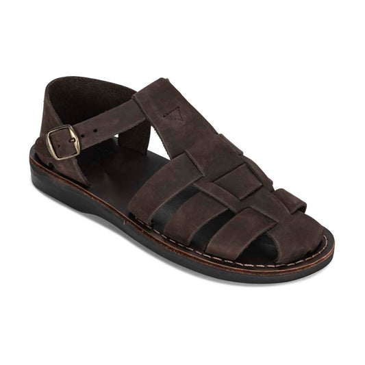 Daniel Brown Nubuck closed toe leather sandal - front view