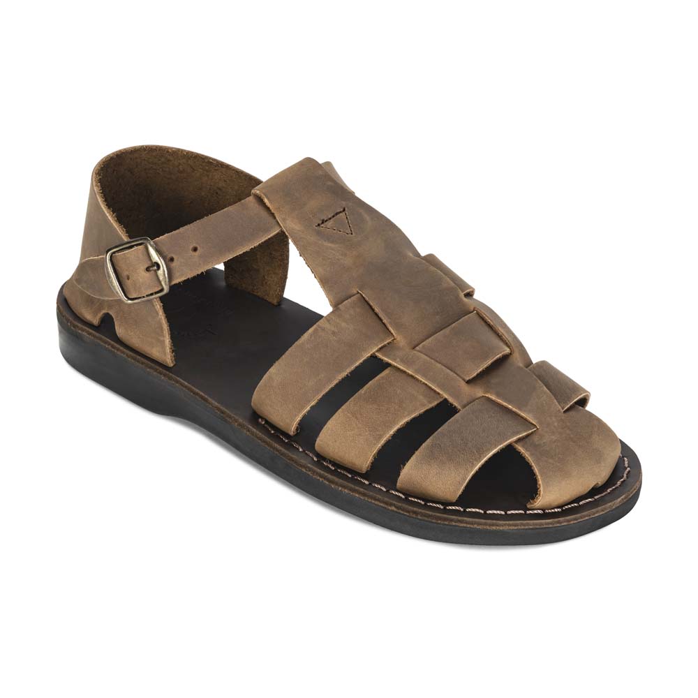 Daniel Oiled Brown Closed Toe Leather Sandal - Front View