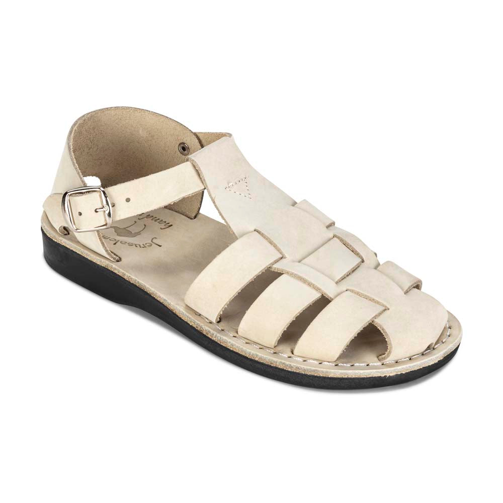 Daniel - Leather Fisherman Sport Sandal | White Nubuck – Jerusalem Sandals