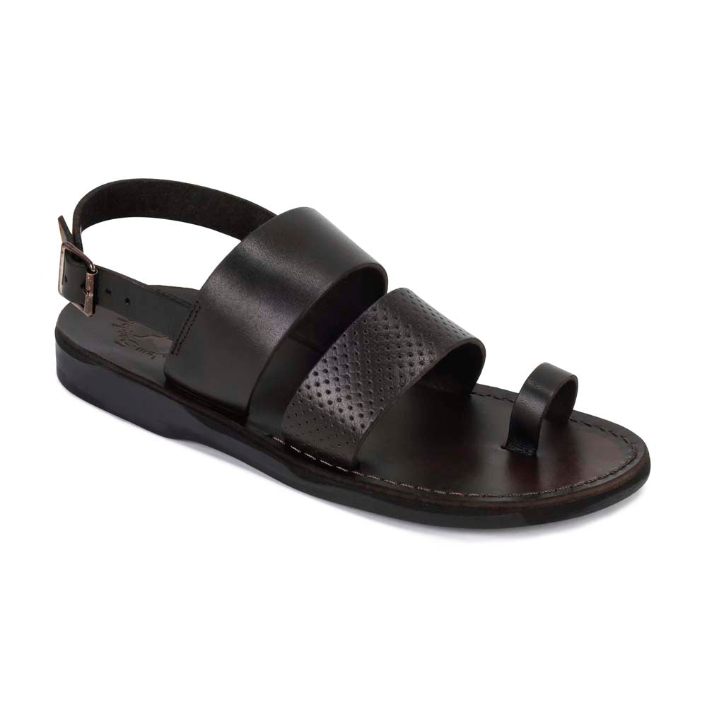 Simon brown, handmade leather sandals with back strap and toe loop - front view