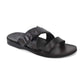 Jason brown, handmade leather slide sandals - Front View