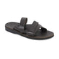 Lucas brown, handmade leather slide sandals - Front View