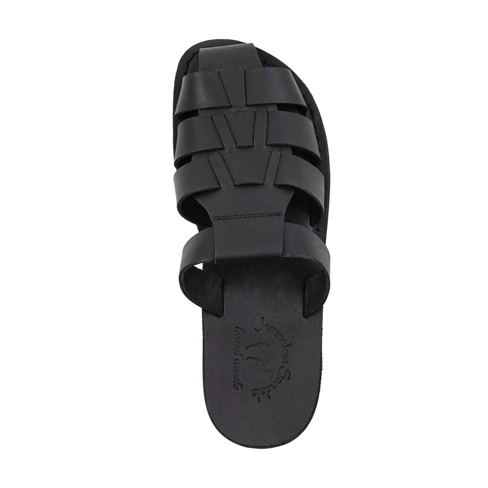 Michael Slide Black closed toe leather sandal - Top View