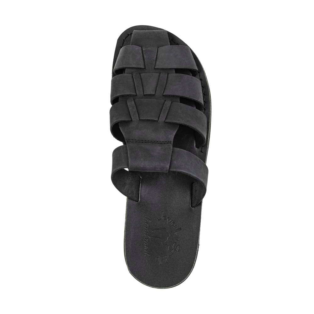 Michael Slide Black Nubuck - Leather Pacific Slide Sandal - top view