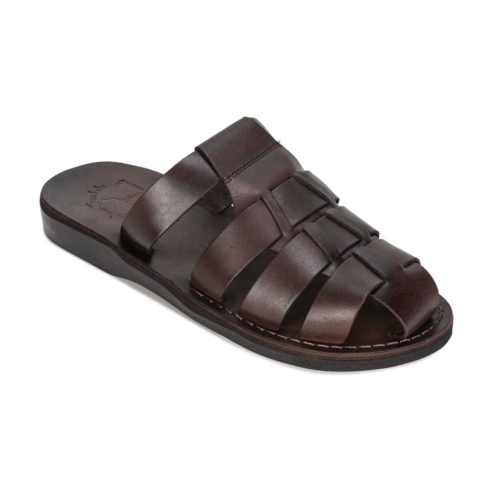 Michael Slide Brown closed toe leather sandal - Front View