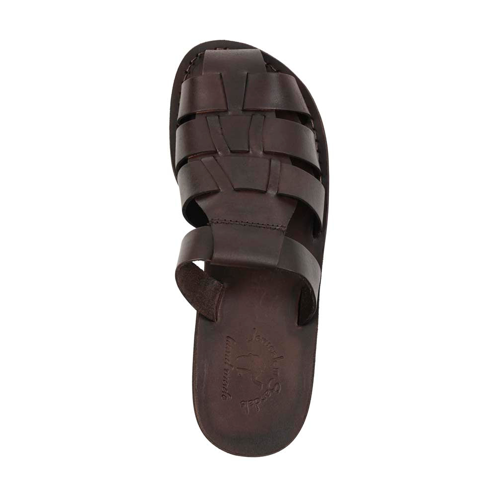 Michael Slide Brown closed toe leather sandal - Top View