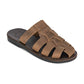 Michael Slide Oiled Brown closed toe leather sandal - Front View