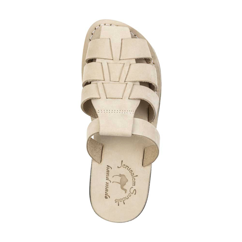 Michael Slide white nubuck leather pacific slide sandal - front  view