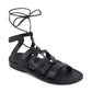 Emma black, handmade leather sandals with back strap and toe loop - Front View