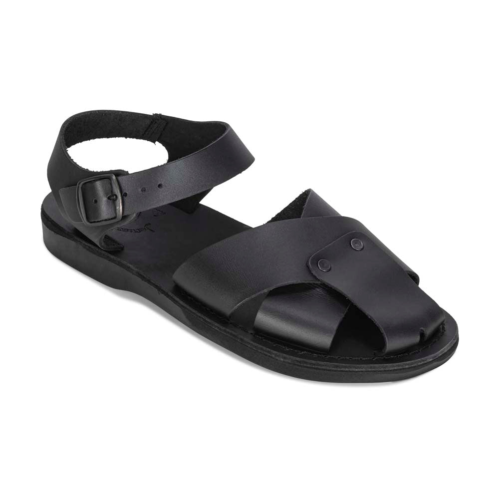 Kai Black Leather Sandal - Front View