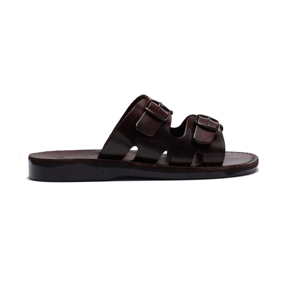 Barnabas Brown, handmade leather slide sandals - right View