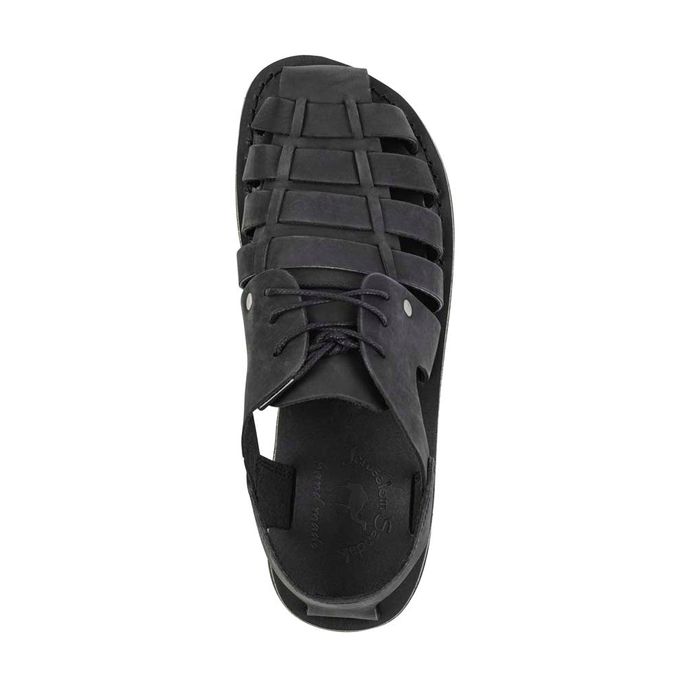 Elliot Black Nubuck Leather Sandals - Top View