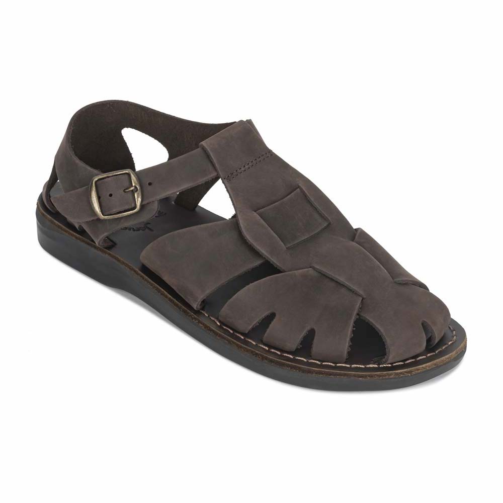 Finn - Leather Nomad Sandal | Brown Nubuck - front view