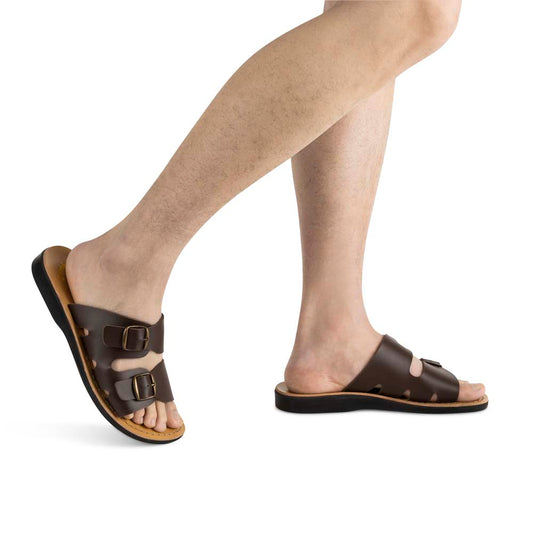 Barnabas - Vegan Leather Sandal | Brown model view