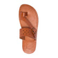 Ezra Honey, handmade leather slide sandals with toe loop - Top View