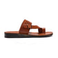 Ezra Honey, handmade leather slide sandals with toe loop - Side View