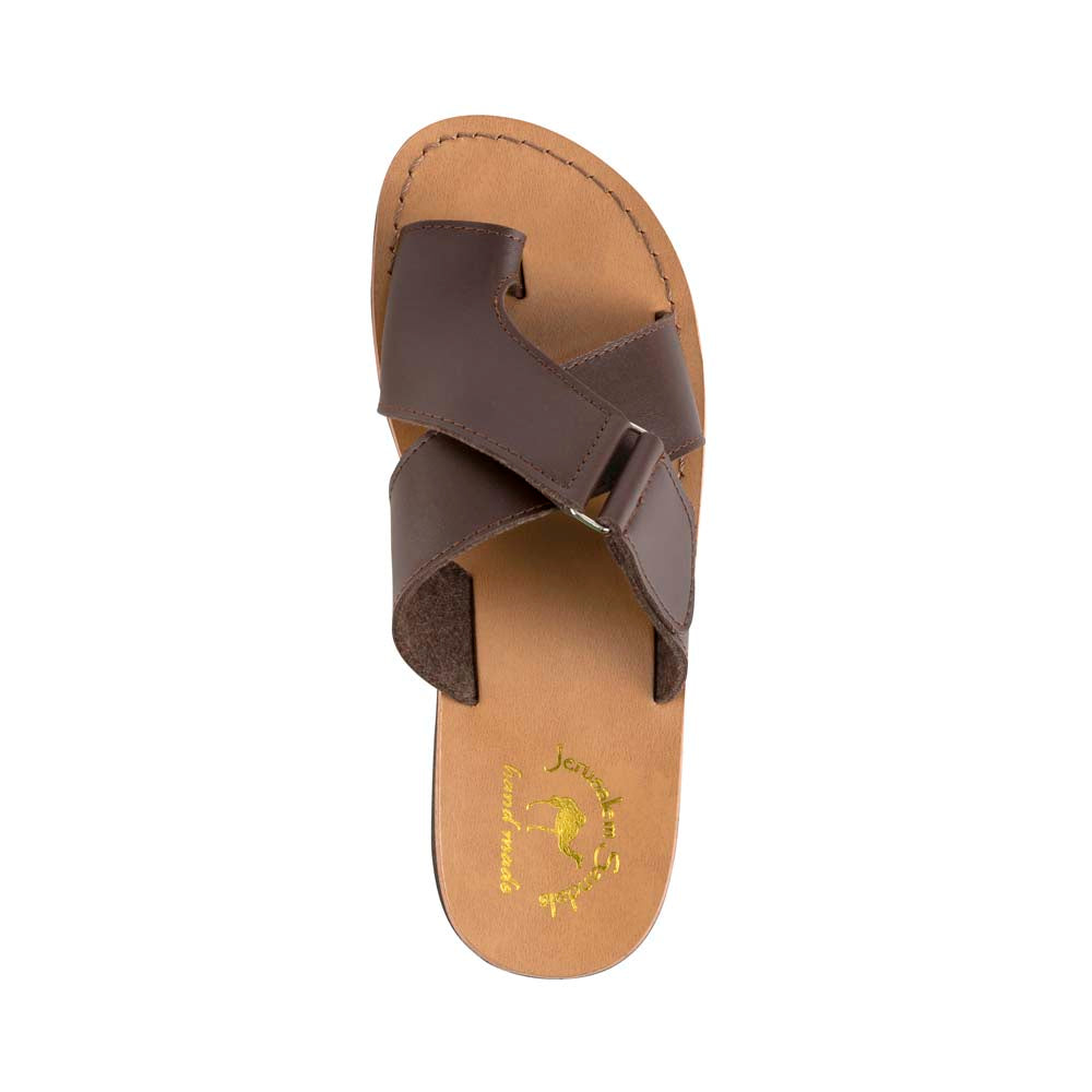 Asher - Vegan Leather Sandal | Brown up view