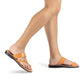Zohar tan, handmade leather slide sandals with toe loop - model View