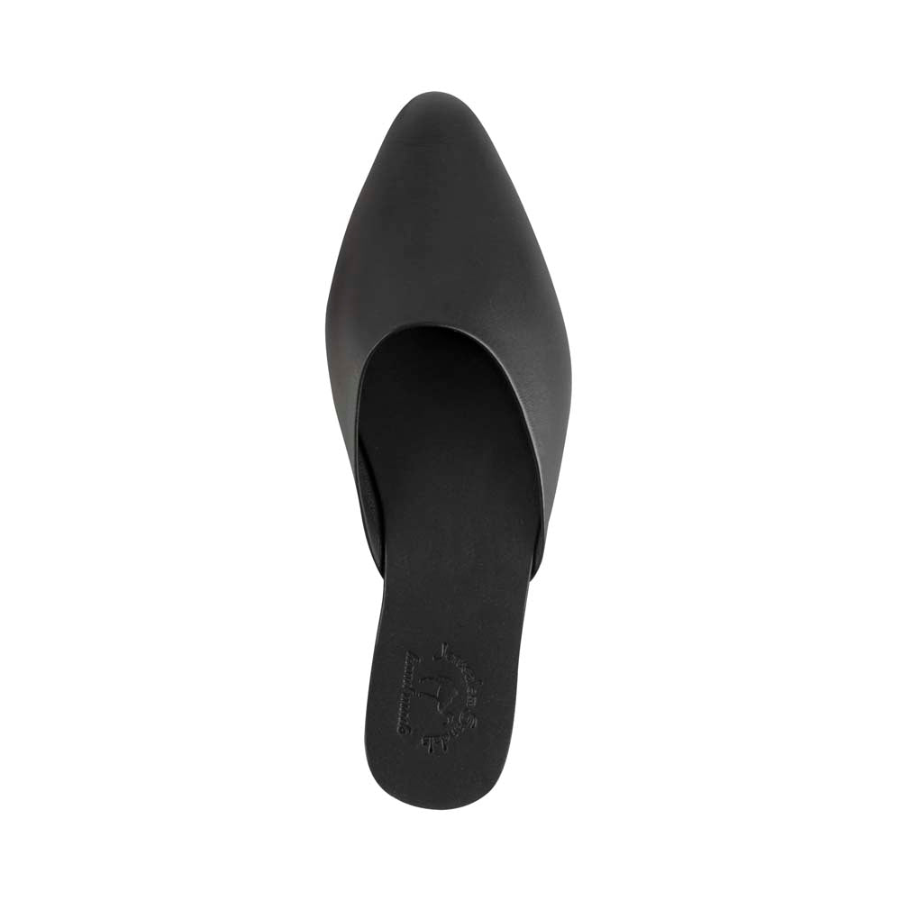 Myra -  Pointed toe Leather Mule | Black up view