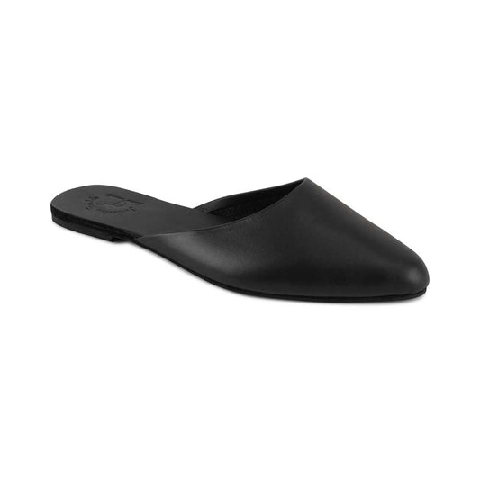 Myra -  Pointed toe Leather Mule | Black front view