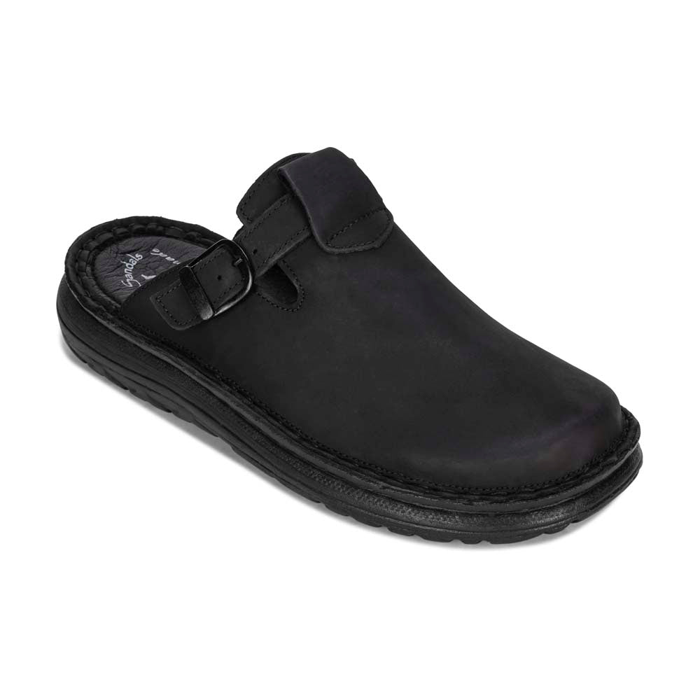 Sawyer Black Nubuck Closed Toe Leather Sandal - Front View