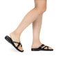 Jerusalem Sandals Abigail black, handmade leather slide sandals with toe loop - side