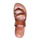 Exodus Honey, handmade leather slide sandals with toe loop - Top View