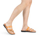 Exodus Tan, handmade leather slide sandals with toe loop - Model View