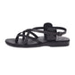 Tamar Buckle black, handmade leather sandals with back strap - right View