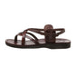 Tamar Buckle brown, handmade leather sandals with back strap - left View