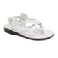 Tamar Buckle white, handmade leather sandals with back strap - Front View